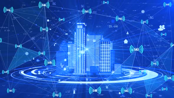 5g Network Communication Signal Transmission Of Future Science And Technology City