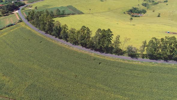 Rural landscape aerial view. Nature scenery