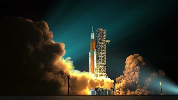 Space Launch System Night Takes Off