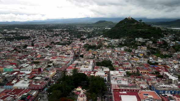 Laterial drone view of Atlixco in mexico