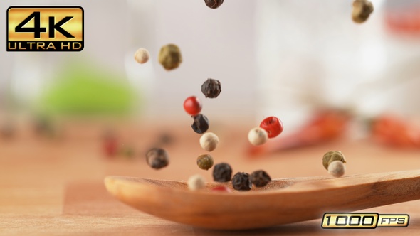 Colorful Pepper on Olive Wood Spoon