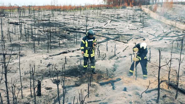 Firefighters are Extinguishing the Rest of the Forest Fire