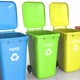 Plastic Waste Bins with Flaps Open and Close and Waste Type Labels White Floor - VideoHive Item for Sale