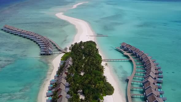 Drone view seascape of lagoon beach trip by blue sea and sand background