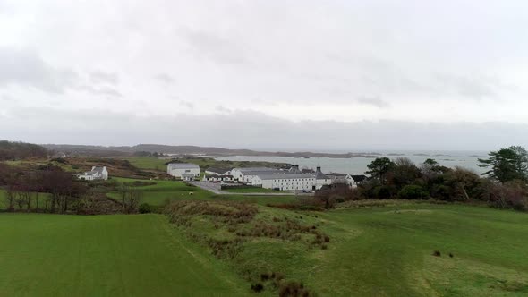 Flying Towards a Distillery in Islay Scotland