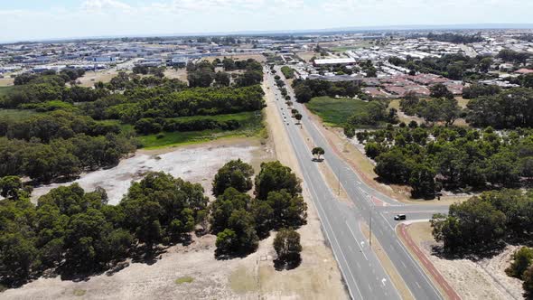 Aerial View of a Suburb Road