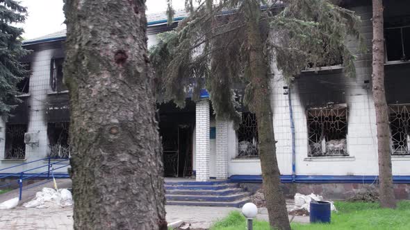 War in Ukraine  Destroyed Police Station in Borodyanka