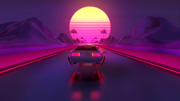 Cyberpunk Car Flying Background