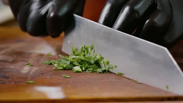 Fresh Green Parsley Chopping