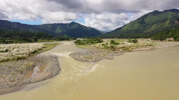 Top View on the Valley of a Mountain River