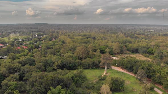 Drone Shot Ascending Over a Natural Scenic Landscape