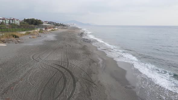 Aerial View of the Beach at the Seaside Resort Town. Turkey