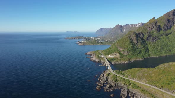 Norwegian rocky coastline on the Lofoten Islands