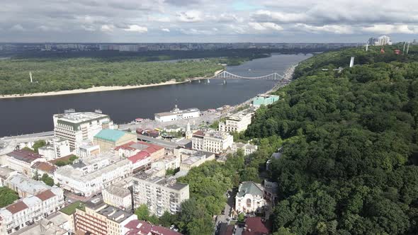 Aerial View of Kyiv, Ukraine. Slow Motion