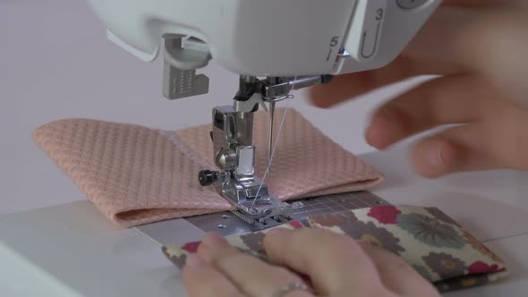 Sewing three pieces with a sewing machine