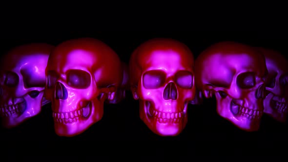 Halloween Skulls Isolated 360 Degrees Rotating Looping Video Background