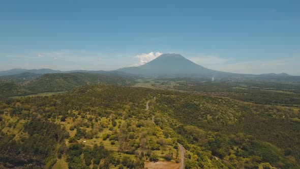 Mountain Landscape Farmlands and Village Bali Indonesia