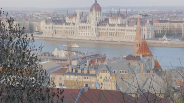 Parliament building located in Hungarian capital city  Budapest 4K 3840X2160 tilting  UltraHD - Danu