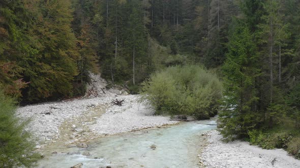 Aerial view of Fast Moving River