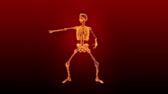 Fiery 3D Skeleton Hot Dance  Looped on Red