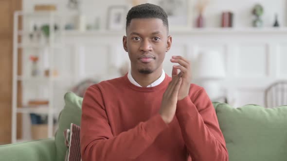 Portrait Shot of Happy African Man Clapping, Applauding