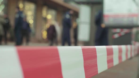 Barrier Warning Police Tape at the Crime Scene. Kyiv. Ukraine