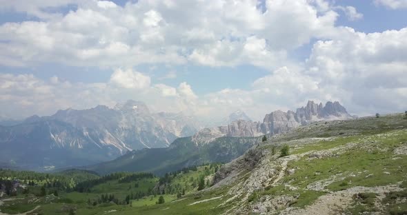 Aerial drone view of landscapes in the mountains.