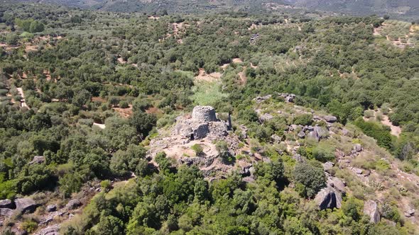 Aerial photography of a Nuraghe in a nature reserve