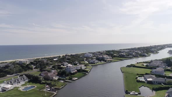 Westhampton Beach and Houses on Dune Road Aerial