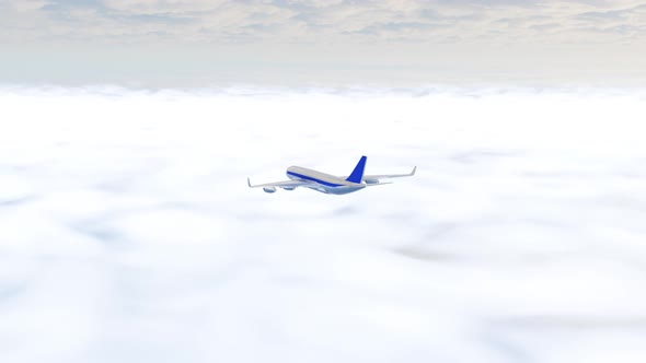 The air plane is flying in cloudy sky.
