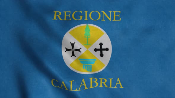 Calabria Region Flag Italy Waving in the Wind Background