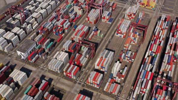 Top view of Kwai Chung Cargo Terminal in Hong Kong