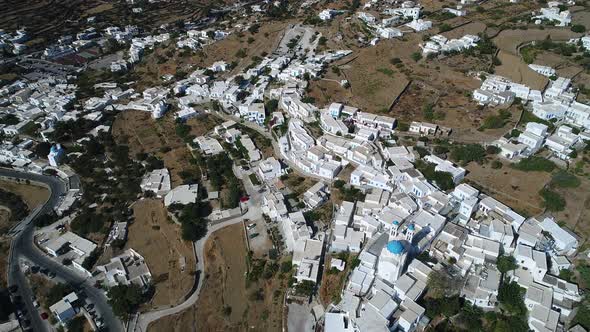 Apollonia village on Sifnos island in the cyclades in Greece aerial view