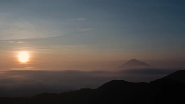 Sunshine timelapse at Papandayan mountain, Java