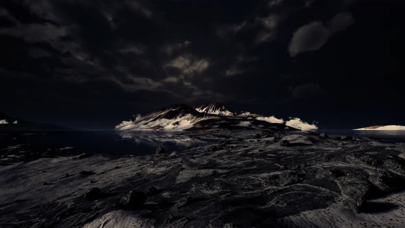 Dramatic Landscape in Antarctica with Storm Coming