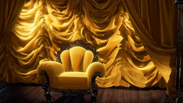 Luxurious Theater Curtain Stage with Chair