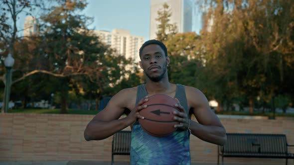 Confident African American Man Play with Ball