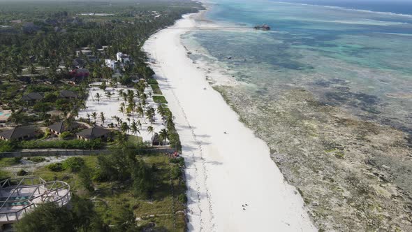 Zanzibar Tanzania  Aerial View of the Ocean Near the Shore of the Island Slow Motion