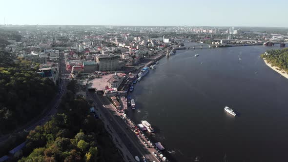 Dnipro River. Kyiv. Ukraine. Aerial View