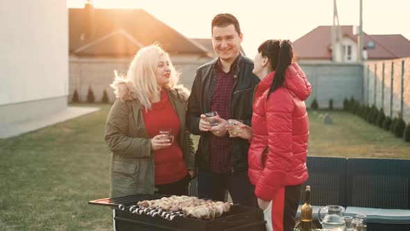 Happy Friends Having Fun Outdoor. Young People Enjoying. Youth Friendship Concept. Hands Toasting a