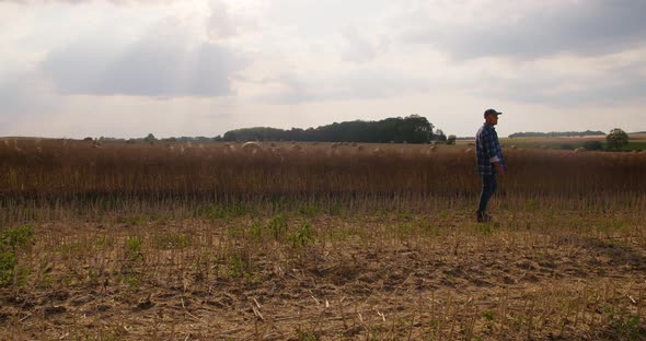 Farmer Using Digital Tablet While Examining Field