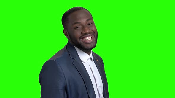 Smiling Macho-man on Green Screen.