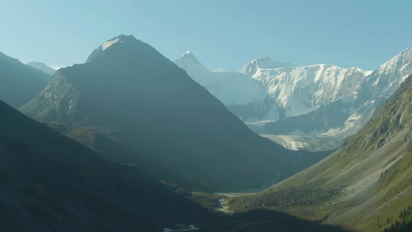 Altai Mountains in Summer Morning. Russia. Aerial View