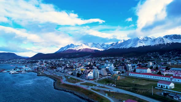 Patagonia landscape. Famous town of Ushuaia at Patagonia Argentina