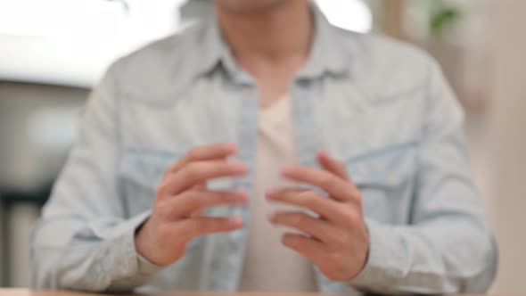 Male Hands Doing Video Chat Close Up