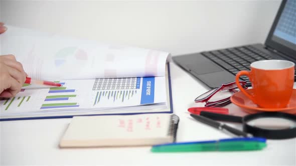 Woman Monitoring Business Documents