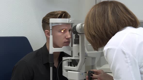 A Young Man is Being Diagnosed with Vision