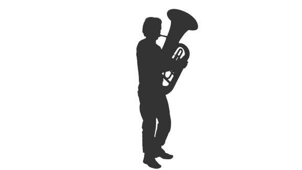 Silhouette of a Man Playing Tuba alt