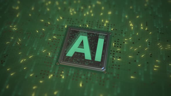 AI or Artificial Intelligence Text on a Computer Processor