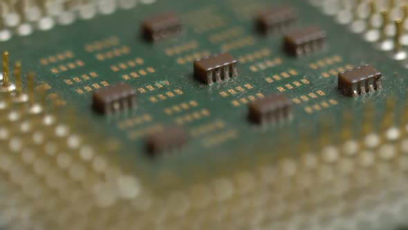 Broken Computer Processor with Bent Pins Used Cpu Closeup